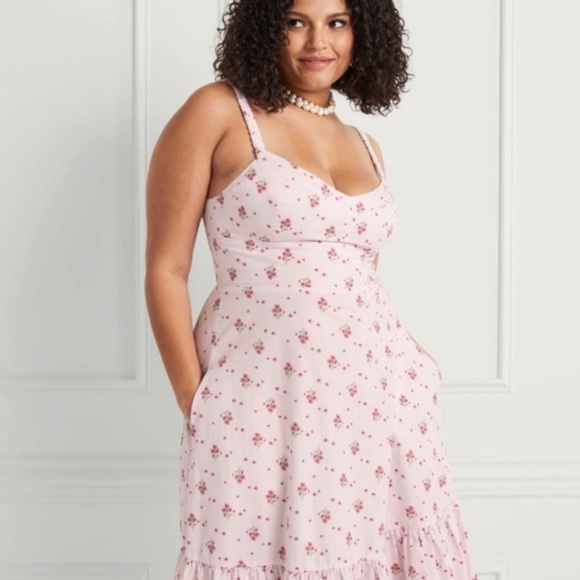 Hill House Home Solange Nap Dress Pink Ditsy Floral Cotton Poplin Size XL - Picture 6 of 13